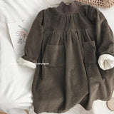 MQTIME  -  Girls Padded Dress Children Autumn Winter Gown Kids Casual Long-sleeved Vestidos 2024 New Toddler Plus Velvet Fashion Clothing