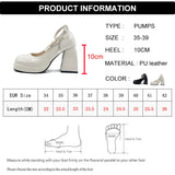 Mqtime Y2K Chunky Platform High Heels Pumps Women 2024 Summer Patent Leather Black White Lolita Shoes Woman Pearl Ankle Straps Pumps