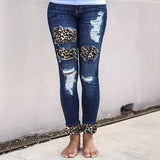 MQTIME  -  New Fashionable Boutique Women's Stretch Small Foot Women Jeans Ripped Holes Cut Washed Jeans Slim Leisure Women Jeans
