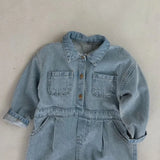 MQTIME  -  Autumn New Girls Denim Dress Children Long Sleeve Lapel Princess Dress For Baby Girl Denim Casual Dress Kids Clothes