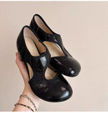  MQTIME  -  Spring Summer Fashion Hollow out Soft Leather Women Ballet Flats Comfortable Wedges 2cm Heeled Lazy Walking Loafers Casual Shoes