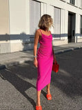 MQTIME  - NEW Summer Women Spaghetti Strap Solid Color Lace-up Decoration Backless Vintage Sexy Streewear Dresses