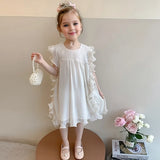 MQTIME  -  Fashion Baby Girl Princess Ruffled Dress Sleeveless Infant Toddler Child Vestido Party Birthday Ball Gown Baby Clothes 1-10Y