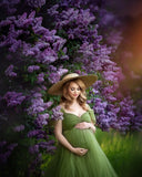  MQTIME  -  Sage Green Maternity Robes Photoshoot Customized Simple Tulle Ruffles Pregnancy Dresses For Photo Shoot Women Dress Baby Shower