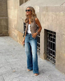 MQTIME  -  Summer Women Chic Plaid Casual V-Neck Sleeveless Vest Dew Shoulder Single Breasted Female Casual Pockets Short Vest Mujer