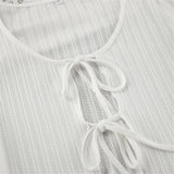MQTIME  -  Laced up Long Sleeve White Nightwear Spring Autumn Pajamas Lounge Wear Women's Home Clothes Casual Sleepwear Home Wear D422
