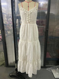 MQTIME  -  Summer New Fashion V-neck Women Strap Long Skirt Sexy Hollow Out Tassel Embroidered Female Dresses