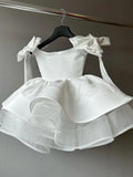 MQTIME  -  2025 New Style White Pettiskirt Big Bow Girl Princess Dress