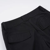 MQTIME  -  Chic Low Waisted Flared Pants Y2K High Street Retro Wide Leg Trousers Goth Slim Pocket Office Lady Korean Baggy Pants