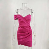  MQTIME  -  Irregular Solid Color Strapless Deep V Sexy Dress Women High Waist Slim Short Dress Female Spring Party Clothing 2026