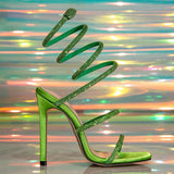 MQTIME  -  Bling Bling Rhinestones Sequined Ankle Strap Women Gladiator Sandals Summer Fashion Narrow Band Thin High heels Wedding Shoes