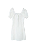 MQTIME  -  French White Moonlight Square Neck Bubble Sleeve Dress Women's Summer Lace Fragmented Short Skirt Women's Summer