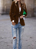 MQTIME  -  Outerwear For Women Long Sleeve Turn Down Collar Loungewear Jackets Solid Single Button Cardigan Coats Streetwear