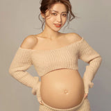 MQTIME  -  Studio New ArrivalsPregnant Women Photography Costume Props Knit Top Casual Sexy Home Style  Maternity Dresses for Photo Shoot