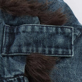  MQTIME  -  Women Denim Jacket Autumn Winter Fur Collar Long Sleeve Women's Coat Zipper Loose Female Casual Outerwear Retro Lady Tops ﻿