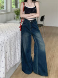 MQTIME  -  Women's A-line Wide Leg Blue Thin Jeans Young Girl Street Summer New Straight Baggy Bottoms Casual Trousers Female Loose Pants