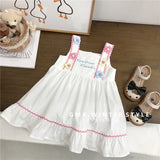 MQTIME  -  2024 New Summer Children Girls Dress Korean Cotton Flower Baby Girls Dress Loose Letter Floral Pattern Toddler Girls Sling Dress