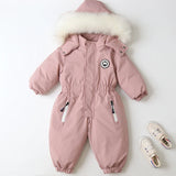 MQTIME  -30℃ Winter Infant Rompers Clothes New Kids Waterproof Hooded Girl Boy Overalls Ski Suit Baby Thick Warm Bodysuit Jacket