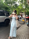MQTIME  -  Elegant Floral Fairy Dress Women Casual Sweet Y2k Clothing Sexy Strap Dress Even Party One Piece Dress Korean Chic Sleeveless