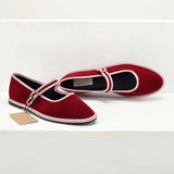 MQTIME  -  Flats Mary Jane Shoes Women Trend Velvet Casual Streetwear Ladies Shoes Canvas Buckle Strap Pointed Toe Loafers Elegant