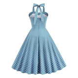 MQTIME  -  Women Red Polka Dot Party Halter Dress Vintage 50s Rockabilly Hepburn Elegant Strapless Swing Retro Short Midi Tunic Pinup Dress