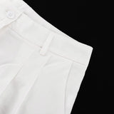 MQTIME  -  Summer Cotton Cut-out Stitching Design Sense Set Women's Summer New V-neck Short Sleeve Lace-up Top Shorts Two-piece Set