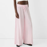MQTIME  -  Women's Spring Summer Baggy Pants Fashion Drawstring Waistband Loose Wide Leg Striped Pants Y2K Streetwear
