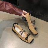MQTIME  -  New Mary Jane Shoes Thick Heel Women Suede Square Toe Shallow Ballet Shoes Designer Female 2024 Autumn Eelgant Dress Pumps