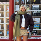  MQTIME  -  Solid High Neck Coat Slim Pants Set Women New Cropped Jacket High Waist Pants Suit Female Spring Winter Warm Chic Outwear Sets