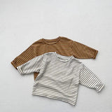  MQTIME  -  Autumn New Children Long Sleeve T Shirts Girls Bottoming Shirt Boys Casual Striped Tee Baby Cotton O-neck Tops Kids Clothes