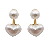 Mqtime Imitation Pearl Earrings For Women Heart Round Stud Earrings Elegant Love Ear Stud Party Wedding Jewelry Valantine Day Gifts