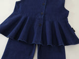 MQTIME  -  2Piece Summer Baby Girl Outfits Korean Fashion Denim Sleeveless Tops+Flare Pants Toddler Clothes Kids Boutique Clothing BC1763