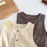 MQTIME  -  Kids Tee Clothing Set Linen Vest And Shorts Boys Girls 2 Pcs Suit Summer Children Outwear Clothes