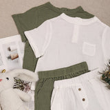  MQTIME  -  Summer New Boys And Girls Daily Casual Soft Suit 100% Cotton Children's Round Neck Short Sleeve T-Shirt + Loose Shorts 2pcs Sets