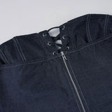 MQTIME  -  Casual Solid New Dress Sets Women Summer Bandage Lmitation Denim Tube Tops Mid-Waisted A-Line Mini Skirts Two Piece Suits