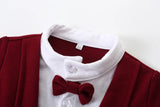 MQTIME  -  2Piece Spring Fall Boys Outfit Set Korean Fashion Gentleman Suit Red Tie Coat+Pants Newborn Clothes Baby Luxury Clothing BC1762