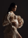 MQTIME  -  Custom 3D Big Rose Flower Maternity Robe Off Shoulder Ruffled Organza Long Train Pregnancy Dress Maternity Photoshoot Outfit