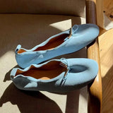 MQTIME  -  High-Quality Soft Leather Ballet Flats Women Bow Tie Detail Round-Toe Slip-On Loafers Comfortable Soft Soles Suede Casual Shoes
