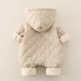 MQTIME  -  Autumn Winter Baby Clothes Newborn Thick Jumpsuit 0-2Y Boys Fleece Lining Warm Romper Toddler Girls Cute Hooded Outwear