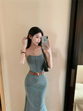 MQTIME  -  Denim Suspender Dress For Women'S Summer New French Retro Design With Personalized