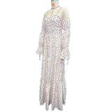  MQTIME  -  Boho Floral Maternity Dress Off-Shoulder Long Sleeve Pregnancy Gown Photoshoot Baby Shower Elegant Maternity Photography Dress