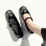 MQTIME  -  Women's Mary Janes Shoe Exquisite Embroidery Ballet Shoes for Woman Fashion Flat Casual Shoes Designer Shoes Zapatos Mujer