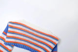  MQTIME  -  Fall Winter Striped Loose Knitted Pullover Sweaters Women Color Patchwork O Neck Long Sleeve Casual Jumpers Crop Tops