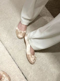 MQTIME  -  New French High End Satin Slip on Shoes for Women Niche Twisted Round Toe Flat Ballet Evening Shoes Daily Party Ladies Footwear