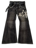 MQTIME  -  New Y2k Retro Flared Jeans Women Harajuku Gothic Embroidery Denim Pants Vintage Punk Baggy Street Grunge Washed Trousers
