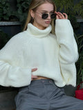 MQTIME  -  Turn-down Collar Back Split Sweater Women Elegant Full Sleeve Knitted Loose Fit Top Lady early autumn Chic Casual knit top