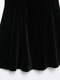 MQTIME  -  Velvet Halter Dress Black Sexy Slim Fit Elegant Straight Collar Waist Cinched Short Dresses Camisole Evening Gown Women's Wear
