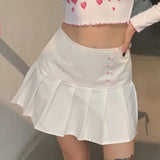 MQTIME  -  Fashion High Waist Aesthetics Mini Skirt Kawaii Buttons White Casual Girl Pleated Skirts Zipper Patchwork Sweet Cute Y2k Outfits