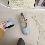 MQTIME  -  Blue Flats Mary Janes Shoes Women Spring Autumn Casual Buckle Strap Loafers Elegant Bow Tie Ballets Ladies Shoes Footwear New