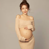 MQTIME  -  Studio New ArrivalsPregnant Women Photography Costume Props Knit Top Casual Sexy Home Style  Maternity Dresses for Photo Shoot